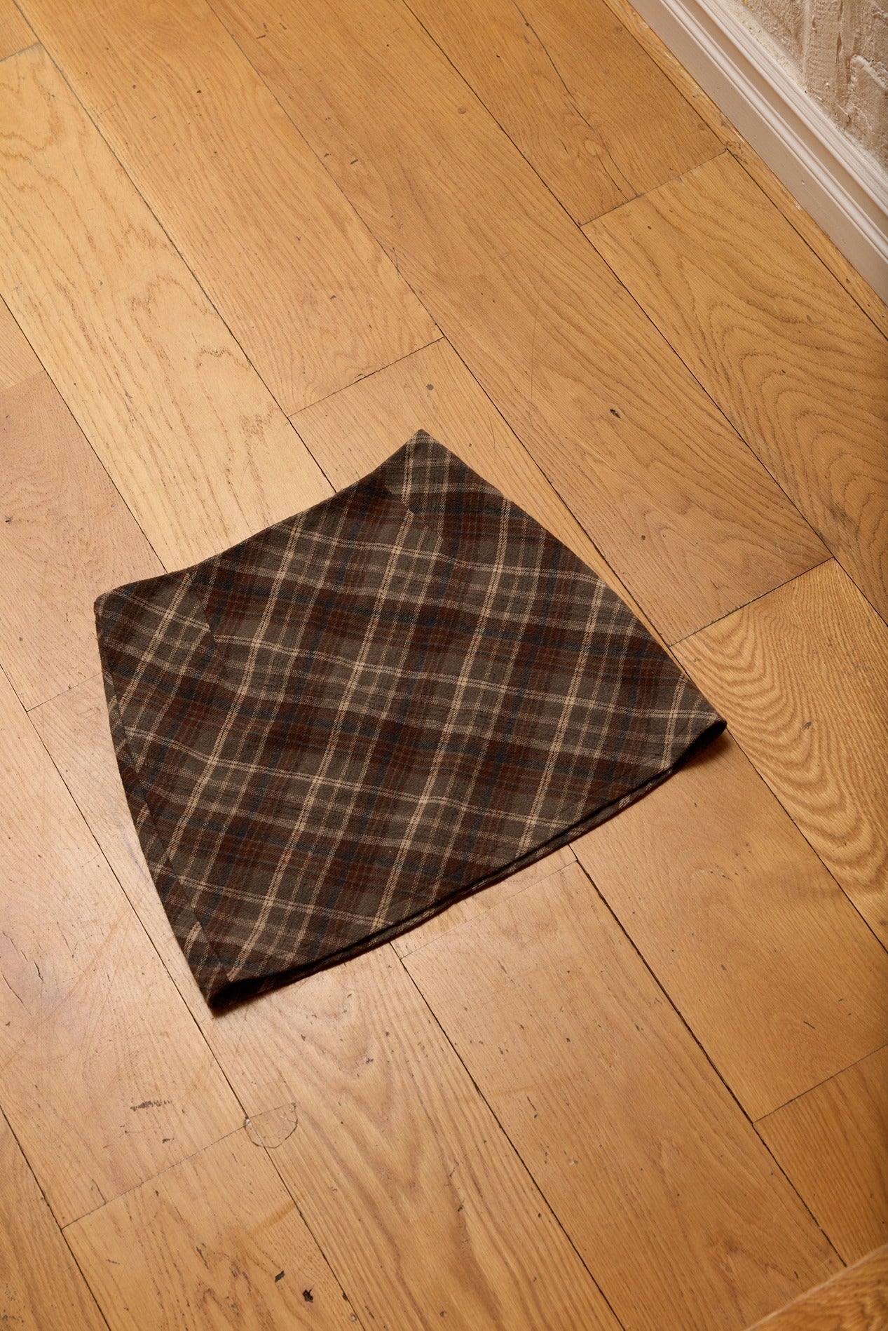 The Thinkers Brown Plaid Mini Skirt