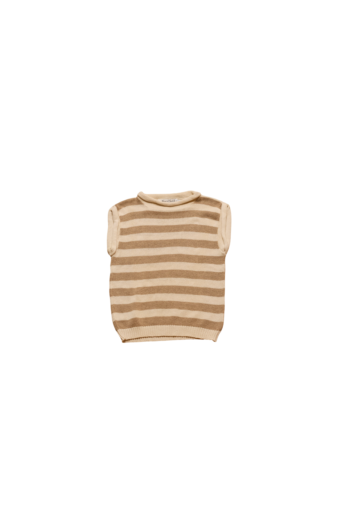 The Thinkers Cream & Camel Stripe Knit Vest