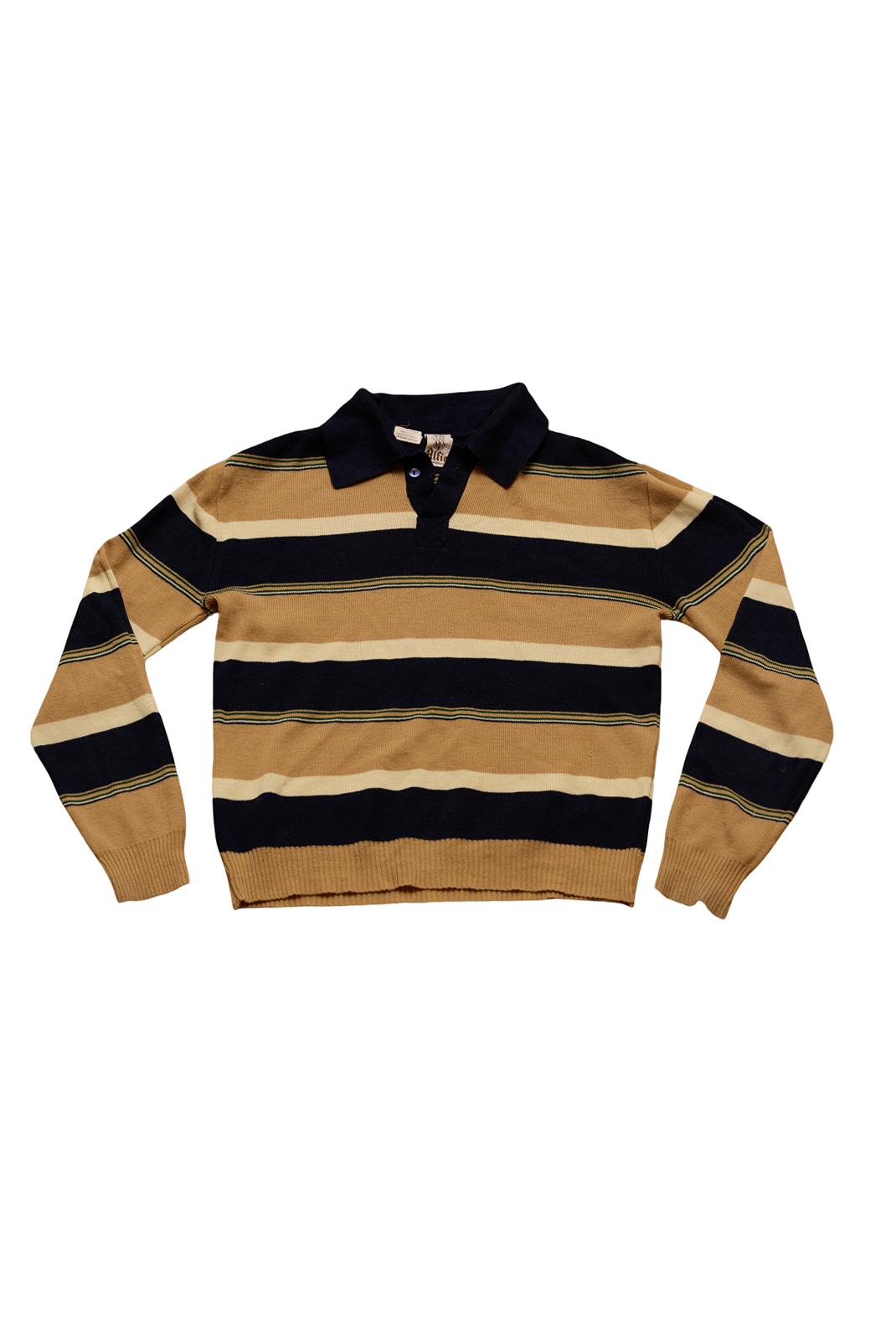 The Roamers Camel & Navy Rugby Knit
