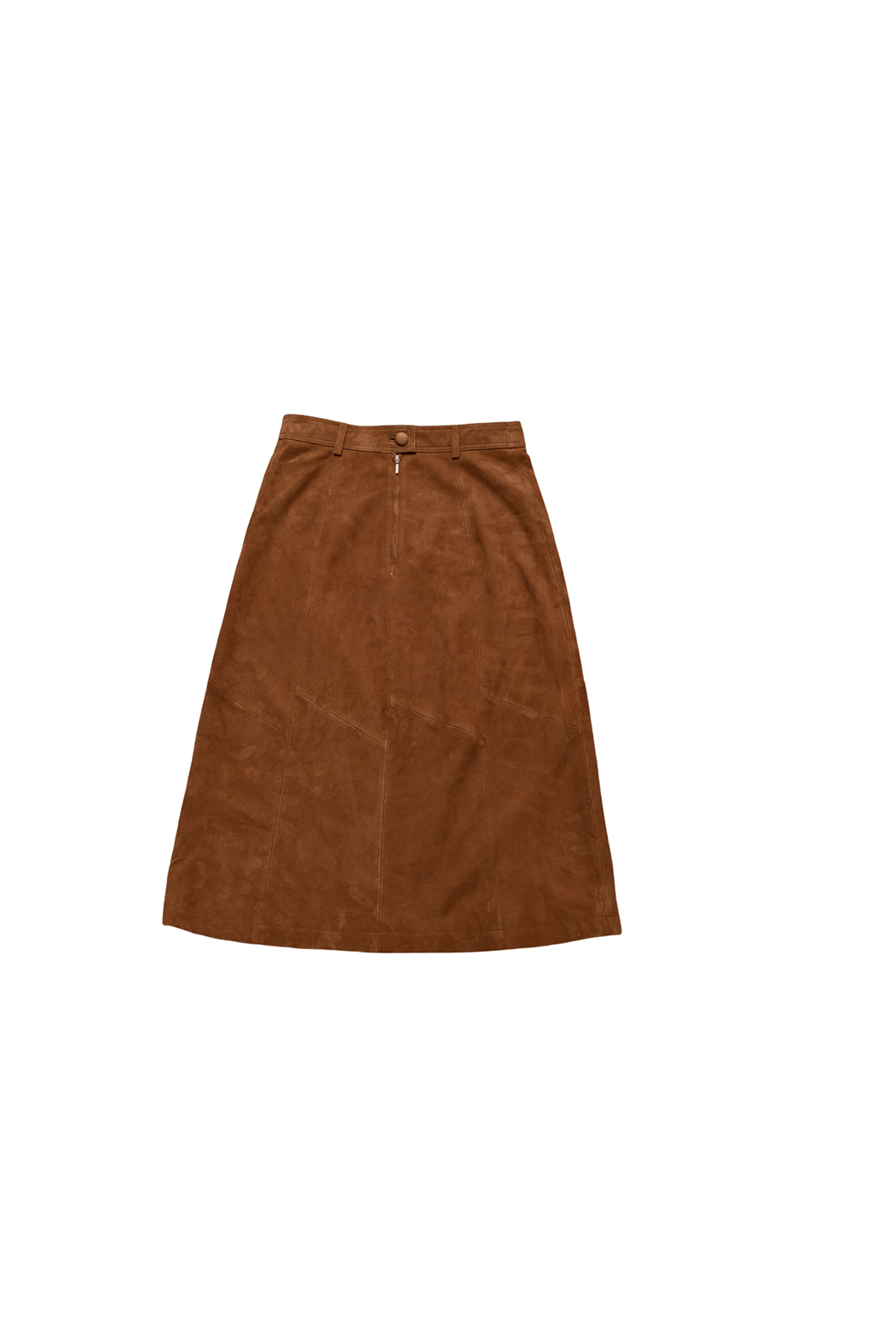 The Lovers Cognac Suede Midi Skirt