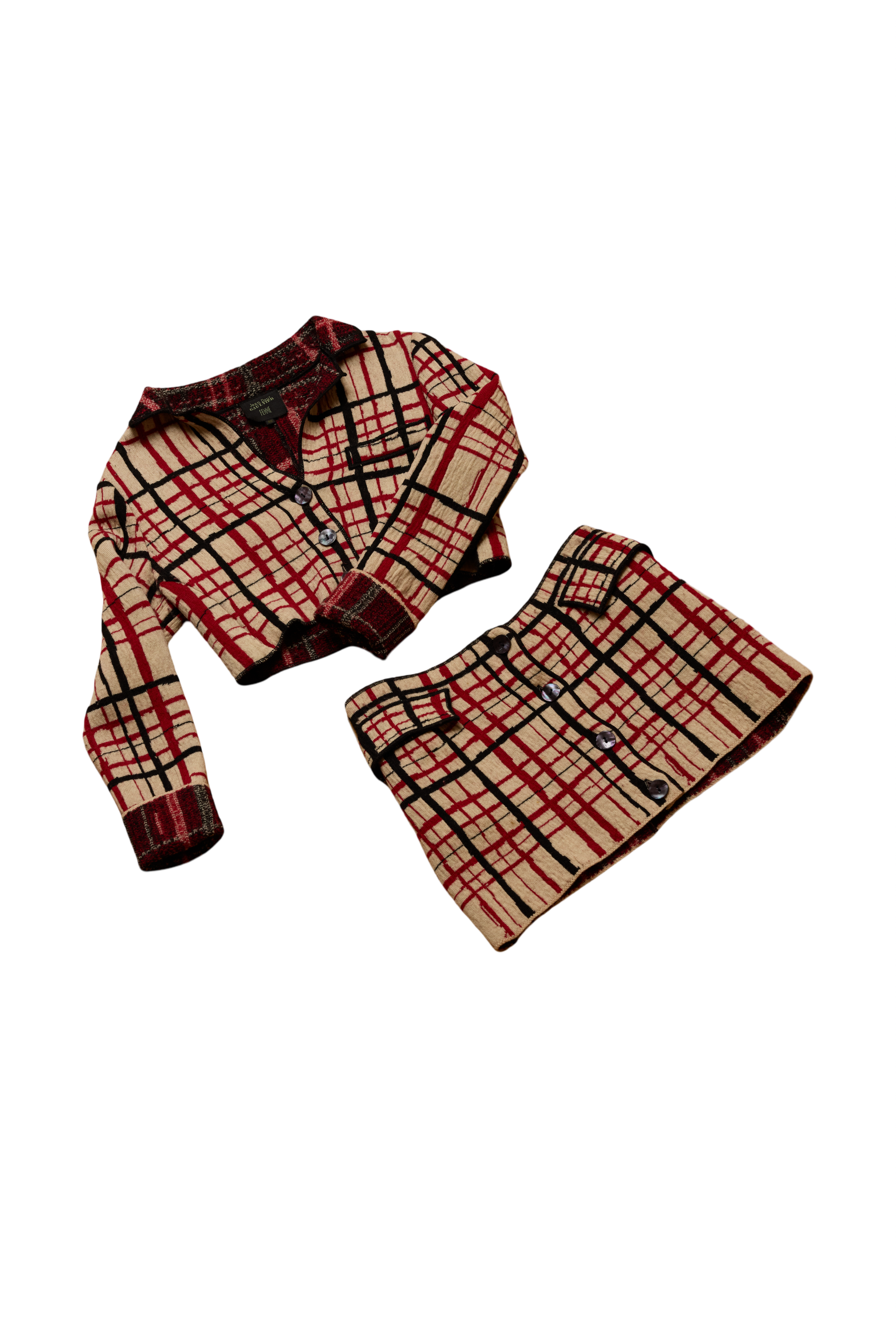 The Lovers Plaid Knit Twin Set from Jean Paul Gaultier